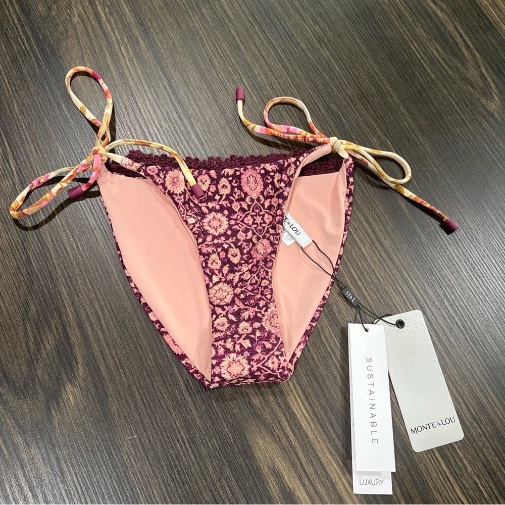 Monte & Lou Kara Boho Crochet Tie Side Pant - Kara Boho Size 8/ Small NWT